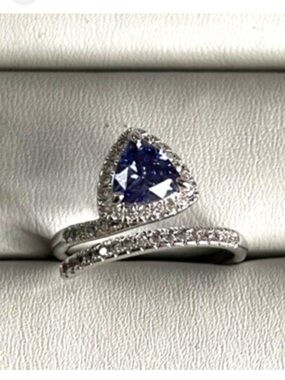 Bomb Party $118 September Birthday  “GLITZY CHIC” Sapphire CZ Sz 6 NEW